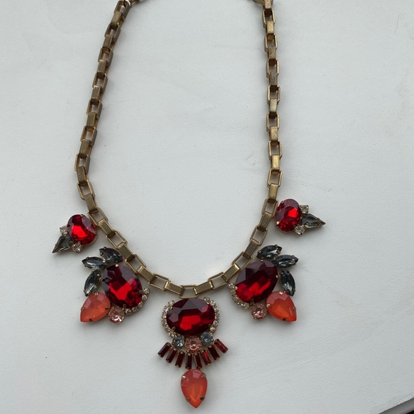 Red BubbleBar Necklace Multi Teardrop Statement - Picture 5 of 6